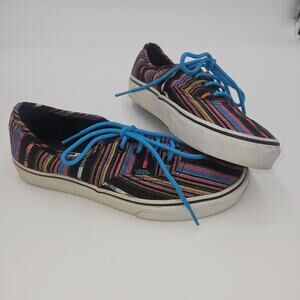Vans Guate Women 7 Mens 5.5 Stripe Lace Up Sneakers Skater Tribal Weave Poncho